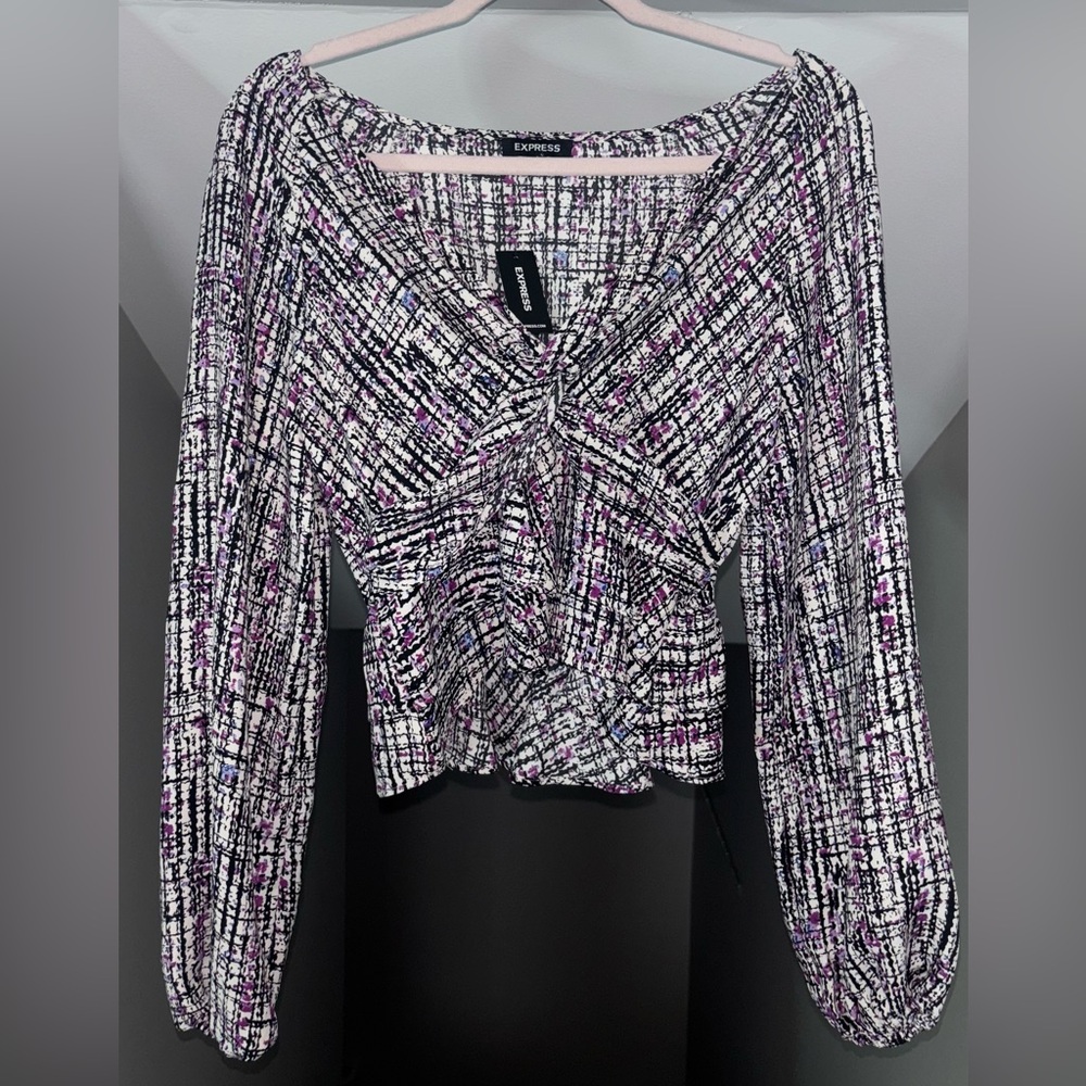 NWT Express Elegant Women's Small Black/Purple/Blue/White Top